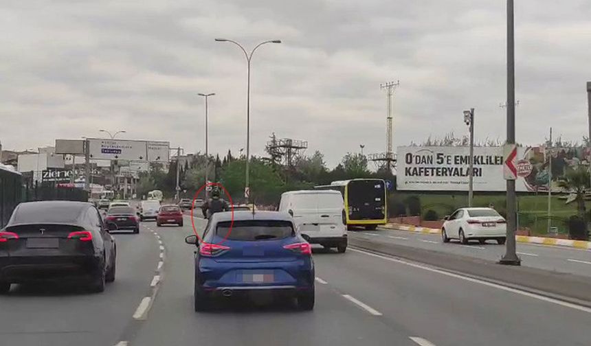 E-5’te trafiği hiçe saydı: Scooterla kilometrelerce gitti