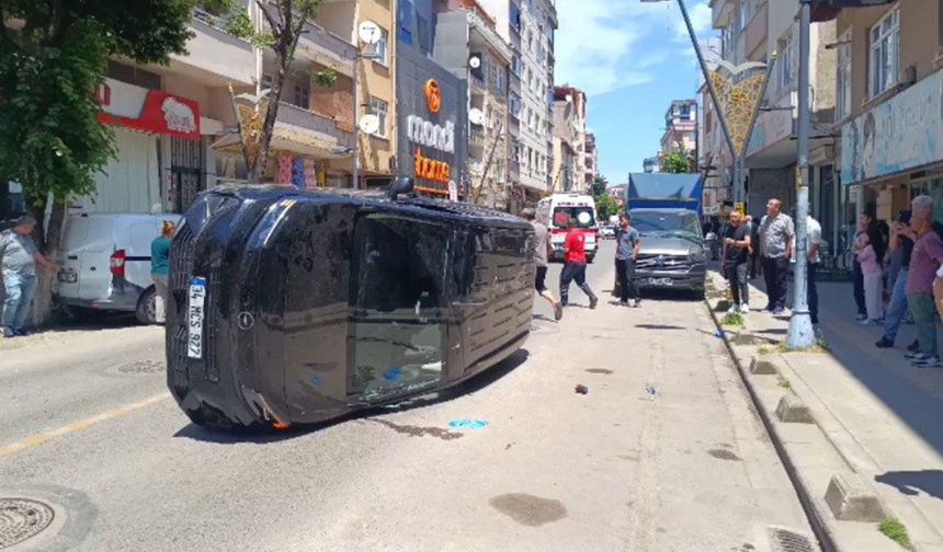 Direksiyon hakimiyetini kaybeden sürücü takla attı