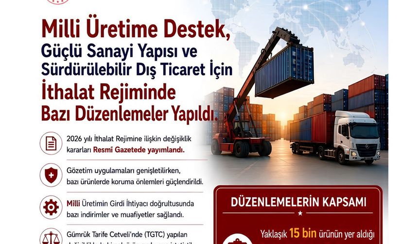İthalat rejiminde 150 ürün kategorisinde güncelleme yapıldı
