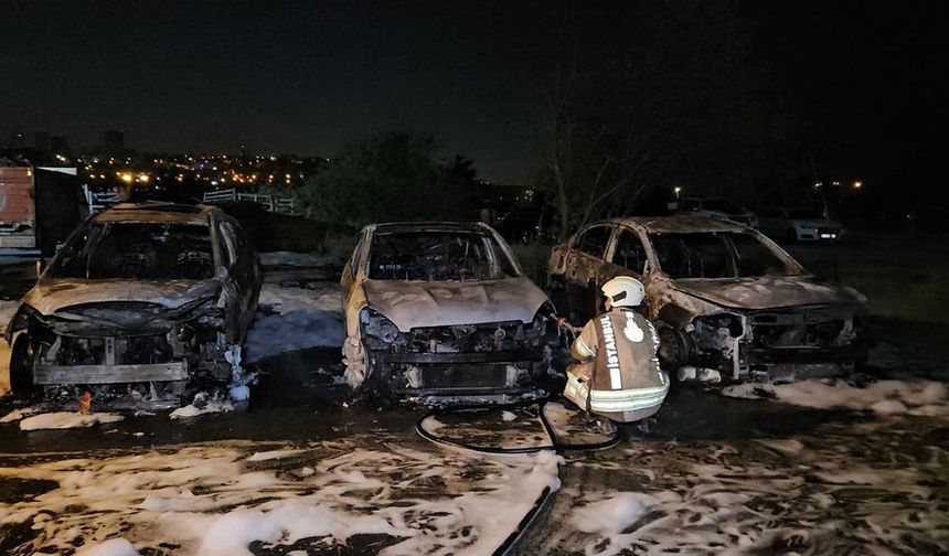 Avcılar'da 3 otomobil alevlere teslim oldu