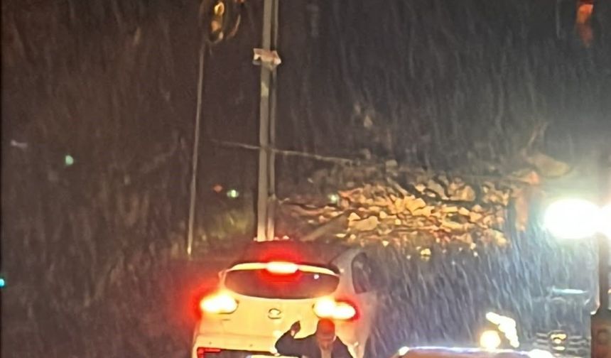 Şiddetli yağış nedeniyle istinat duvarı çöktü
